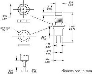 Actual product image Velleman Push Button Switch Off-(On) Black