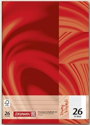 Schulheft Vivendi Lineatur 26 kariert DIN A4 Aussenrand, 32 Blatt (A4, Kariert, Weicher Einband)