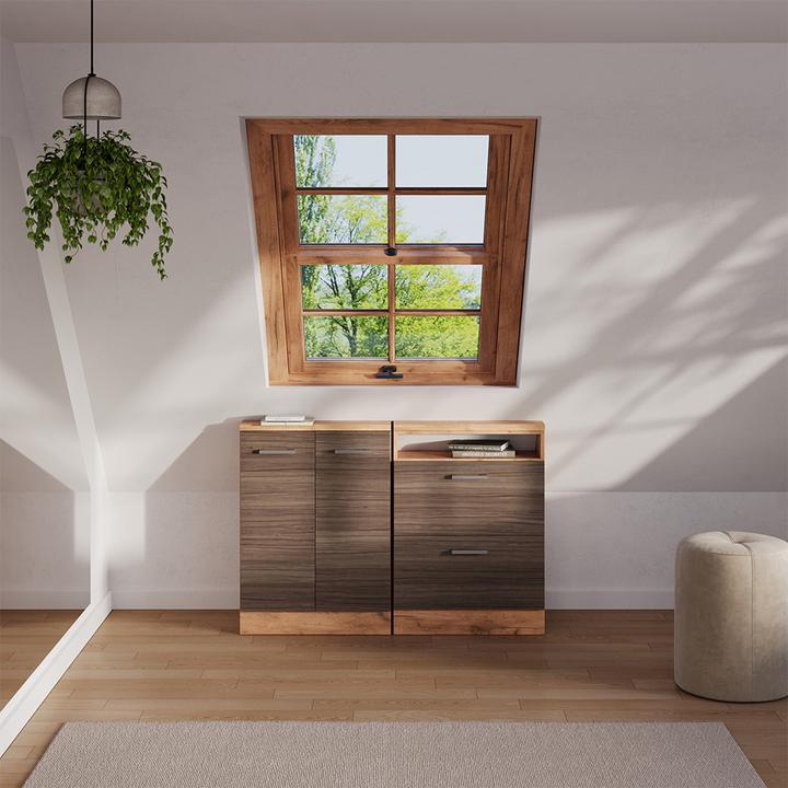 Produktbild Vichy Dachschrägenschrank-Set Rion, Edelgrau/Goldkraft Eiche/Goldkraft Eiche, 2er Set (120 x 46 x 81.60 cm)