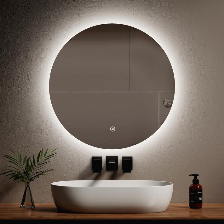 Produktbild Emke Badspiegel mit Beleuchtung Φ70cm, Kaltweiss6500K, Dimmbar, Touch Schalter (70 cm)