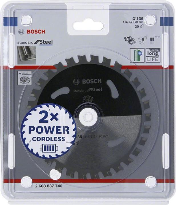 Image du produit Bosch Professional Zubehör Lame de scie circulaire PRO Steel cordless, 136 x 1,6 x 20 mm