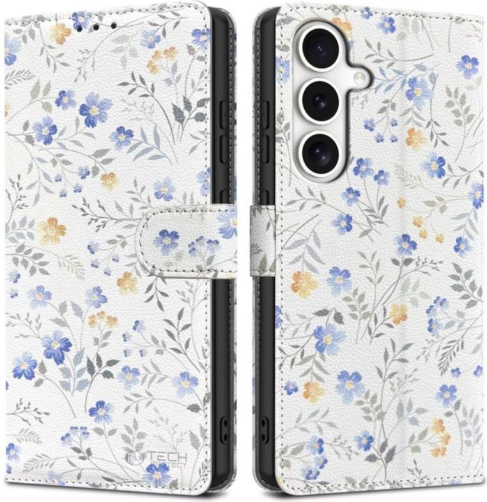 Immagine prodotto Tech-Protect Custodia a portafoglio per Samsung Galaxy S25 - Margherite con foglie (Samsung Galaxy S25)