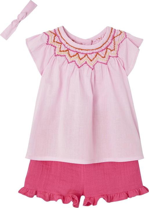 Produktbild Vertbaudet Mädchen Baby-Set: Bluse, Shorts & Haarband (98)