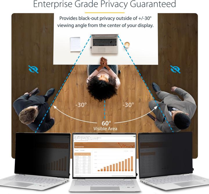 Produktbild StarTech com 14LT6-PRIVACY-SCREEN, 35,6 cm (14"), 16:10, Laptop, Rahmenloser Blickschutzfilter (13.58", 16 : 10)