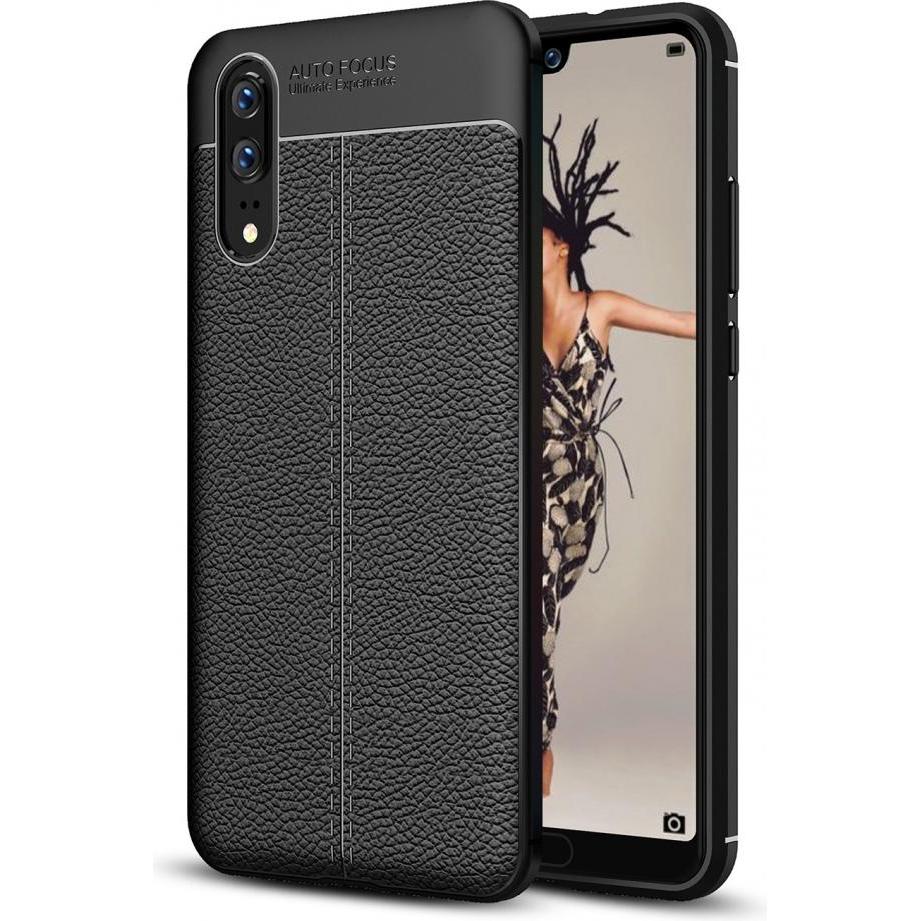 Screenguard Huawei P20 Hülle Leather Design TPU Cover (Cubot P20), Smartphone Hülle, Schwarz