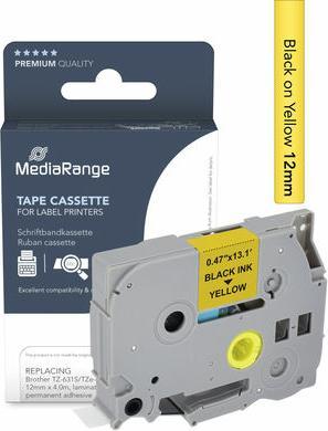 Produktbild MediaRange Schriftbandkassette schwarz auf gelb 4m x 12mm (1.20 cm, Gelb, Schwarz)
