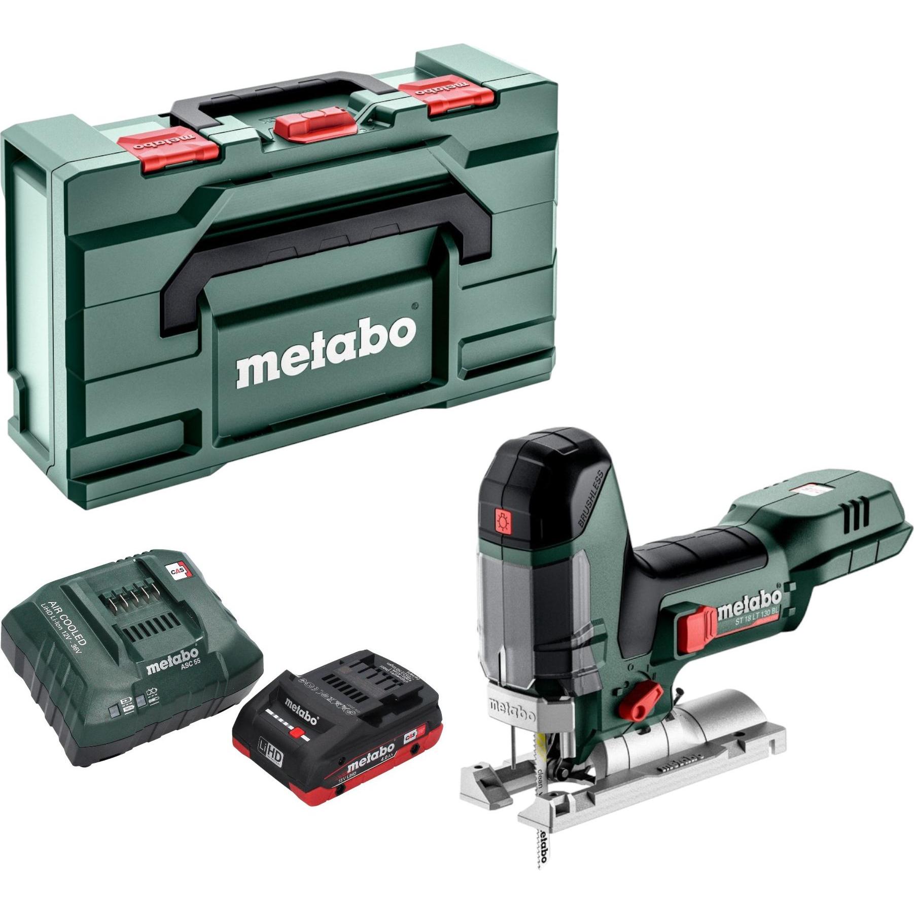 Metabo, Stichsäge, ST 18 LT 130 BL Akku Stichsäge 18 V 130 mm Brushless + 1x LiHD Akku 4,0 Ah + Ladegerät +