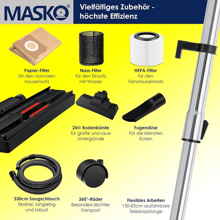 Image du produit Masko Aspirateur industriel bleu (Aspirateur eau et poussière)
