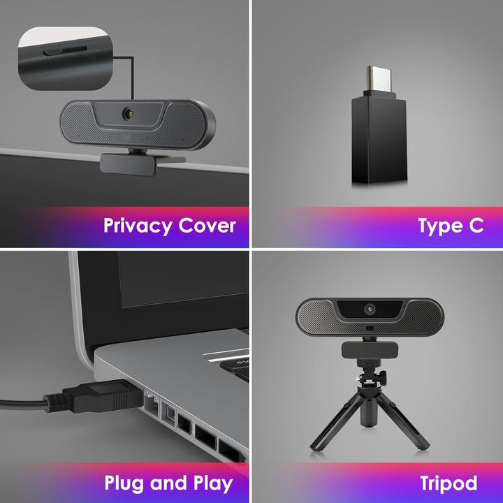 Actual product image Vizolink Webcam mit Mikrofon und Lautsprecher (8 Mpx)