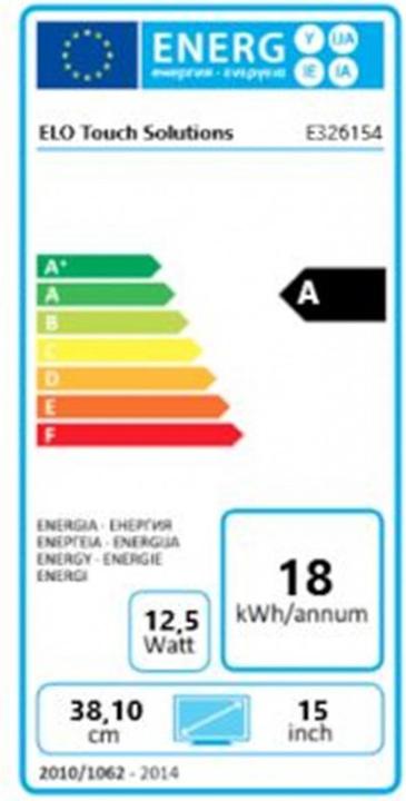 Energielabel ēlo ET1590L OPEN FRAME MONITOR (1024 x 768 pixels, 15")