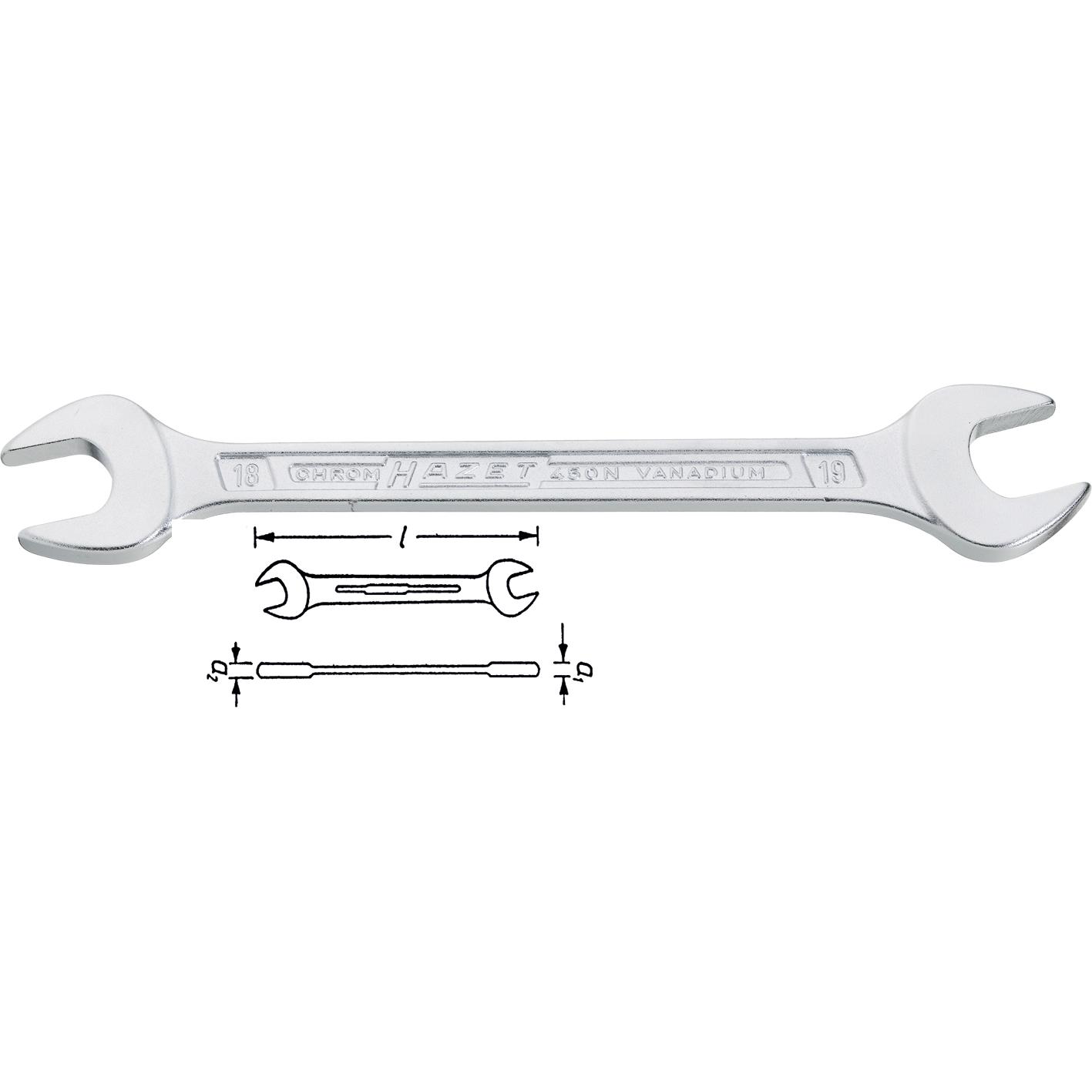 HAZET, Schraubenschlüssel, Doppel-Maulschlüssel 450N-16X18 ∙ Aussen Sechskant Profil ∙ 16 x 18 mm (16 mm, 18 mm)