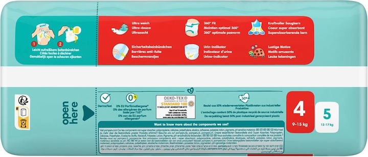 Immagine prodotto Pampers Protezione Premium (Dimensione 4, Pacco trasportabile, 31 Pezzo/i)