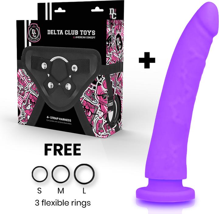 Produktbild Delta Club TOYS HARNESS + DONG LILA SILIKON 23 CM -O- 4.5 CM