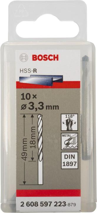 Actual product image Bosch Professional Zubehör Car body drill bits HSS-R, DIN 1897, 3.3 x 20 x 49 mm, pack of 10 (3.3 mm)