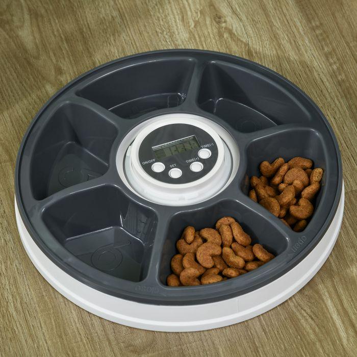 Immagine prodotto Swisshandel24 Mangiatoia automatica a 6 scomparti per cani gatti distributore automatico di cibo programmabile a (0.13 l)