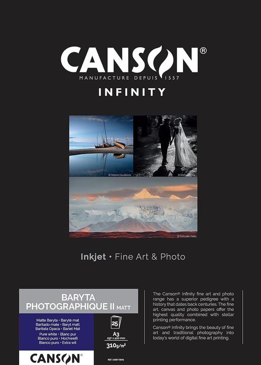 Produktbild Canson Infinity Baryta Photo II matt 310 g/m² A3 25 Blatt (310 g/m², A3, 25 x)