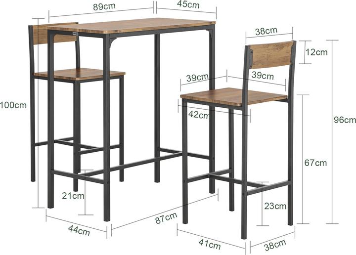 Produktbild SoBuy Bartisch (45 x 89 x 100 cm)