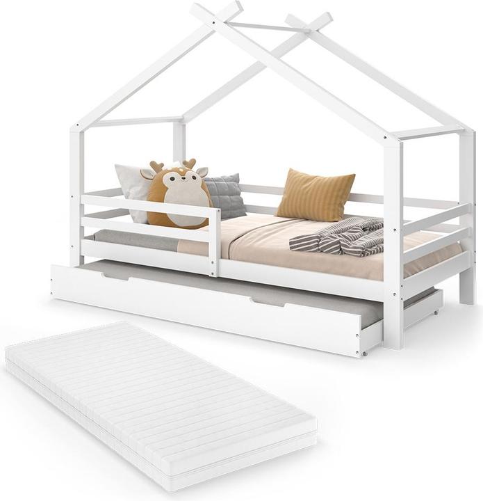 Produktbild VitaliSpa Hausbett Luni, Weiss, 200 x 90 cm mit Gästebett und Matratze (200 x 90 cm)