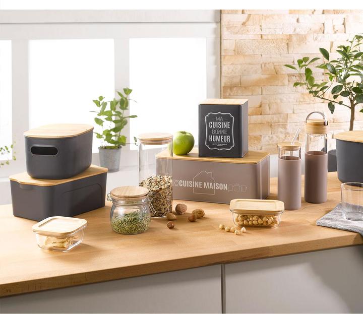 Produktbild Homea Glasflasche mit Bambusdeckel (0.55 l)