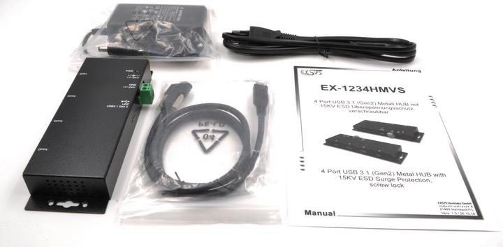 Produktbild Exsys GmbH USB 3.2 Gen2 Metall HUB mit 4 Ports 2 x USB-C und 2 x USB-A Anschluss (USB-C, 4 Ports)