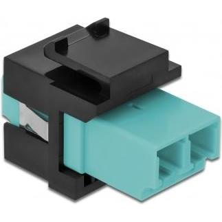 Thumbnail - Delock Keystone Modul LC Duplex Buchse zu LC Duplex Buchse aqua / schwarz (Keystone Modul), Netzwerk Zubehör