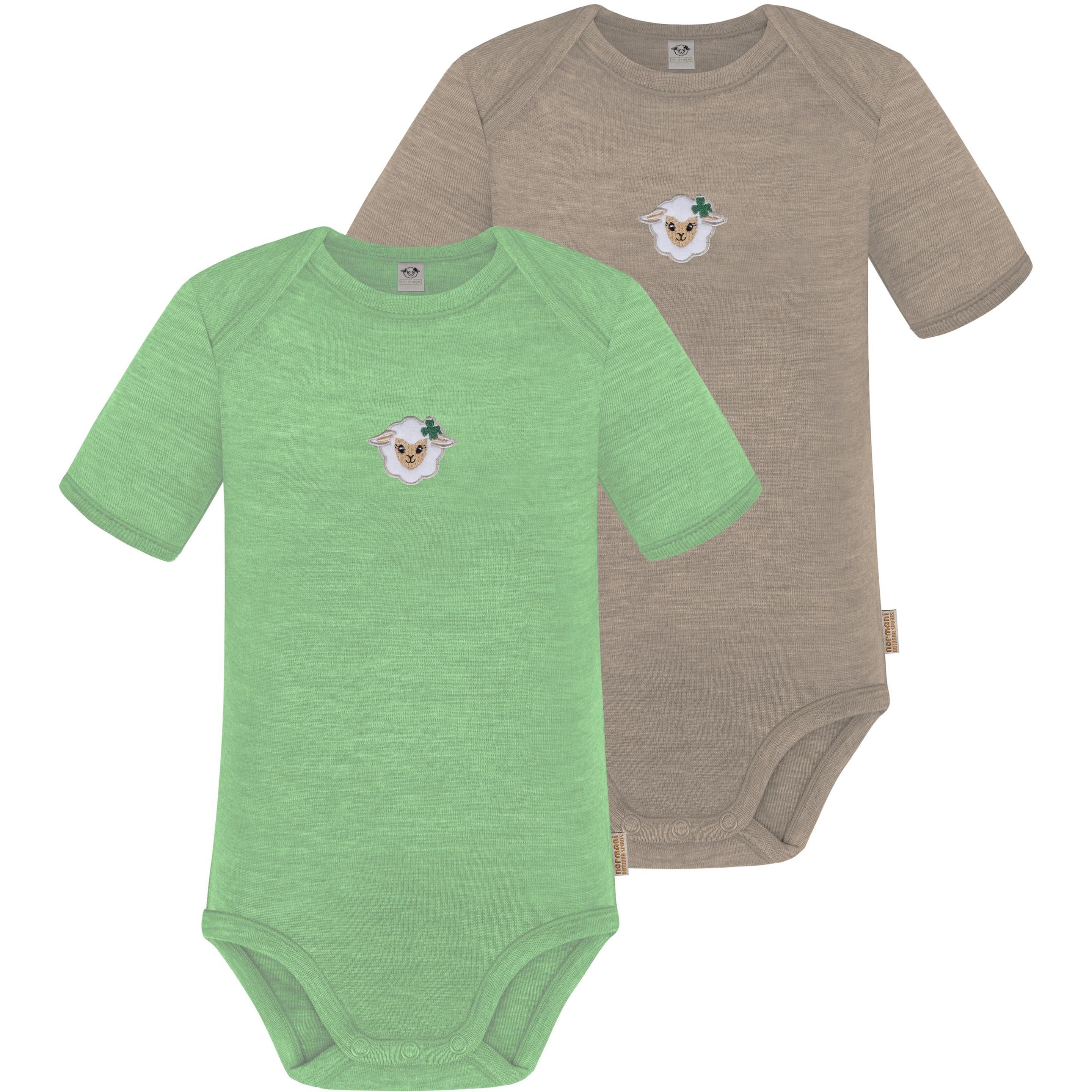 Normani, Herren, Body, 2er Set Baby Merino Body Kurzarm „Tauranga" - 9293, Grün, (92)