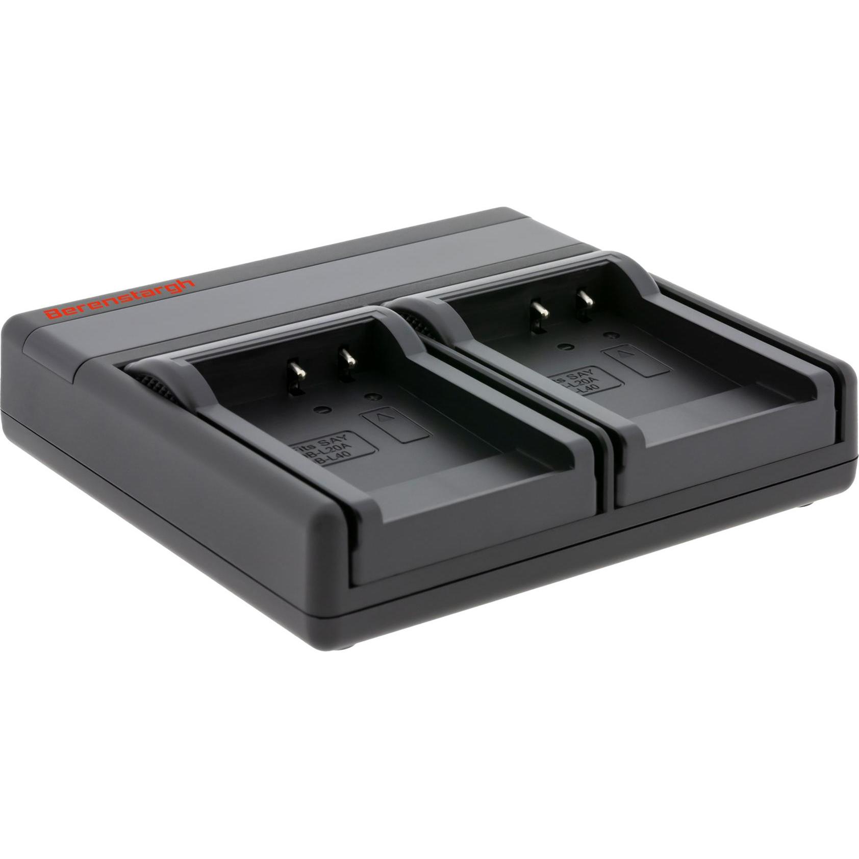 Berenstargh Dual PD Hyper Ladegerät f. Sanyo DB-L40A L20A USB-C in/out Powerbankfunktion (Caricabatterie per fotocamere), Alimentatore fotocamera, Ner
