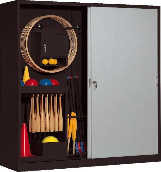 Actual product image C+P Sports equipment locker (HxWxD: 195x190x60 cm, with solid sheet metal sliding doors, type 5)