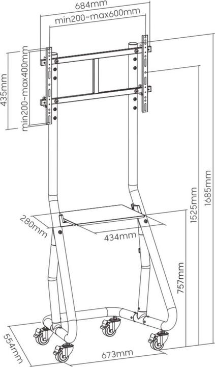 Produktbild equip TV-Wagen 37"-80"/80kg 1TFT mit Höhenverstellung grau (80", 80 kg)