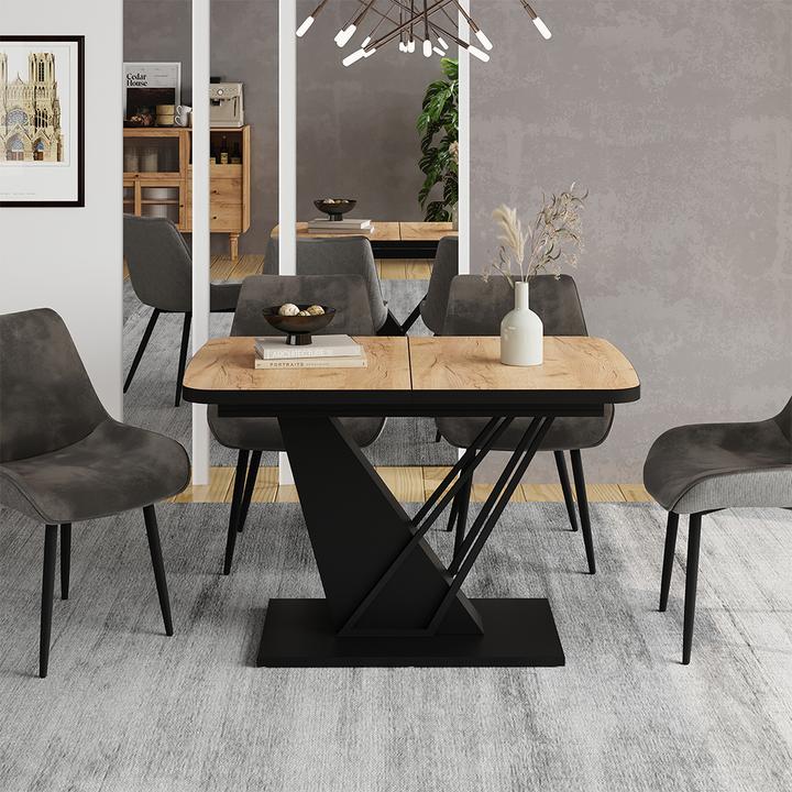 Produktbild Vicco Esstisch Fenaro, Goldkraft Eiche/Schwarz/Schwarz, 120 x 80 cm ausziehbar (120 x 120 x 77.40 cm)