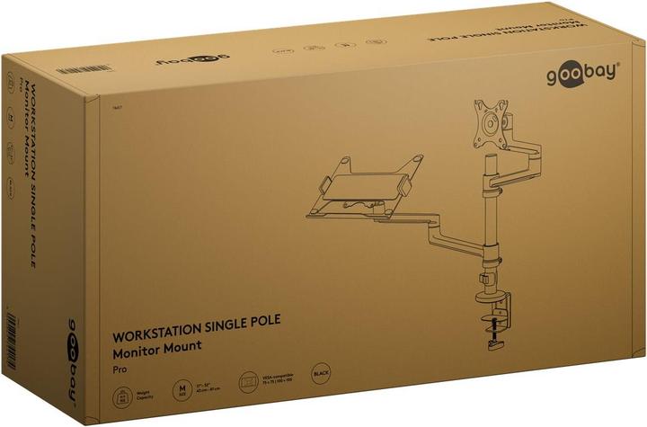Actual product image Goobay Deluxe monitor mount with laptop arm, black (Ground, 32", 8 kg)