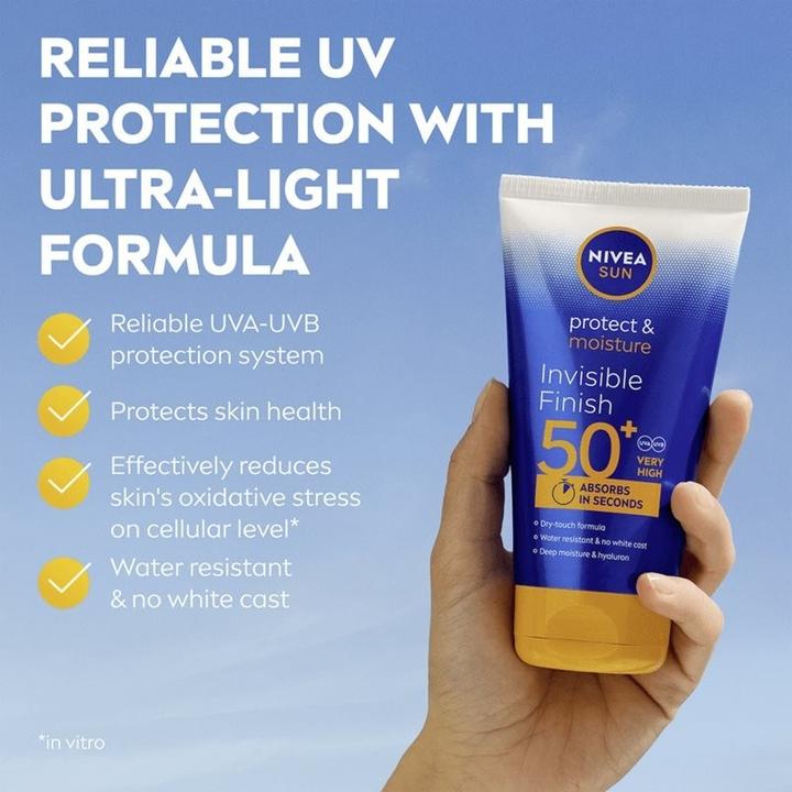 Immagine prodotto NIVEA Invisible Finish Spf 50+ Sun Milk Protect & Moisture Sun Milk 150 Ml (Latte solare, SPF 50+, 150 ml)