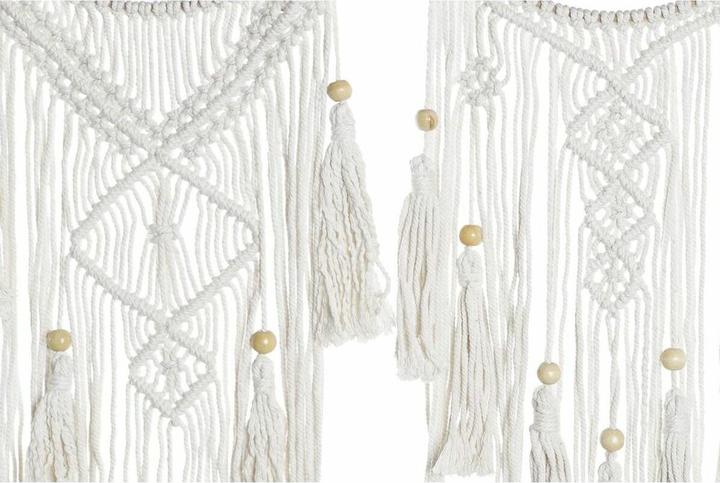 Produktbild DKD Home Decor Dekoration zum Aufhängen Akazienholz Makramee Boho (25 x 1 x 93 cm) (2 Stück)
