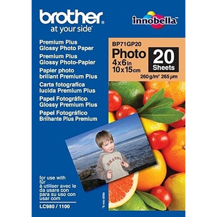 Produktbild Brother Premium Plus Glossy BP-71GP20 (260 g/m², 10 x 15 cm, 20 x)