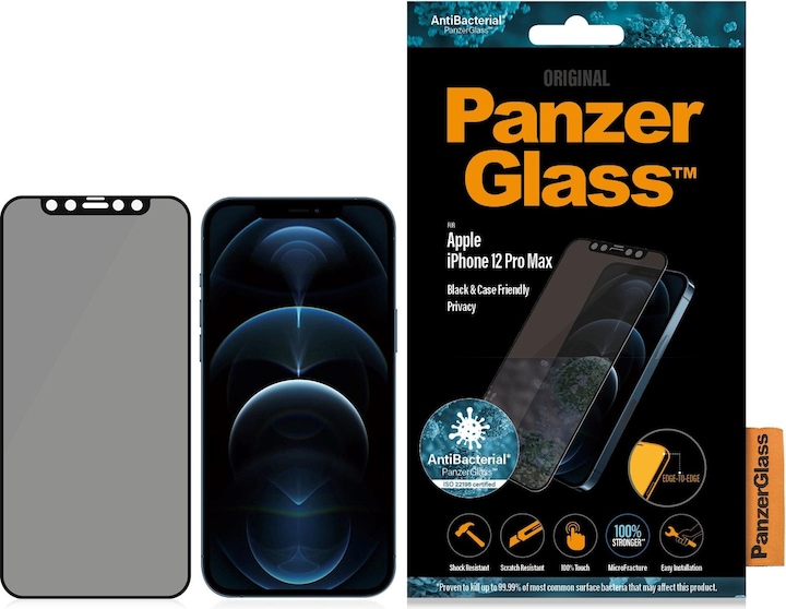 PanzerGlass Case Friendly Privacy (1 Stück, Apple iPhone 12 Pro Max)