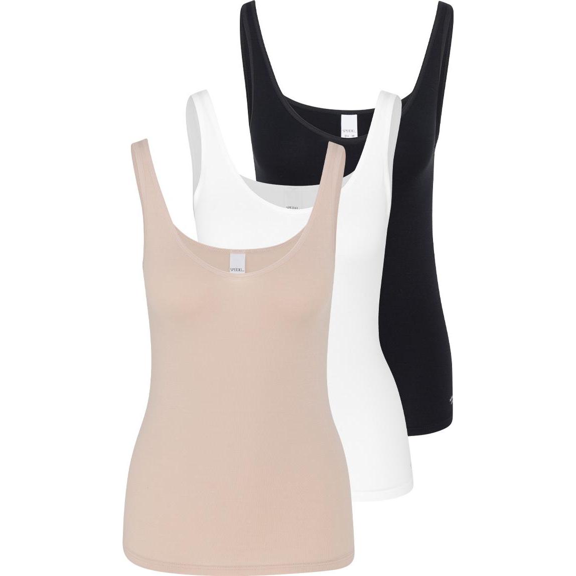 Speidel, Damen, Shirt, 3er Pack Soft Feeling Unterhemd / Top, Schwarz, Weiss, (46)