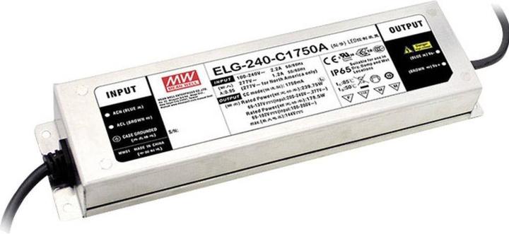 Produktbild MeanWell MEAN WELL ELG-240-C1400A-3Y, 240 W, IP20, 100 - 305 V, 171 V, 71 mm, 244 mm