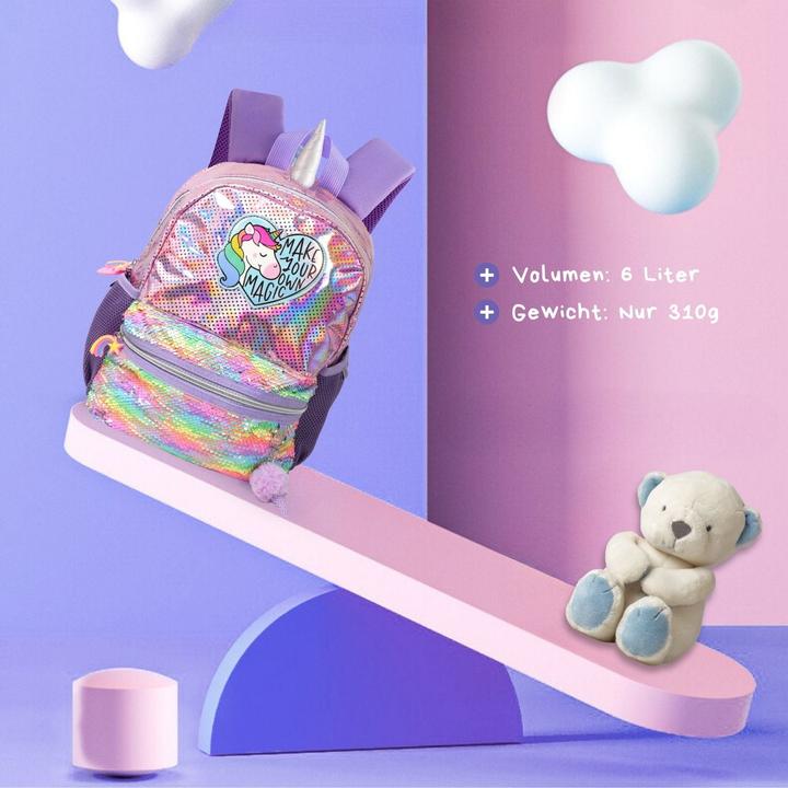 Immagine prodotto Hermex Einhorn-Rucksack Kinderrucksack Kindergartenrucksack Glitzer-Rucksack