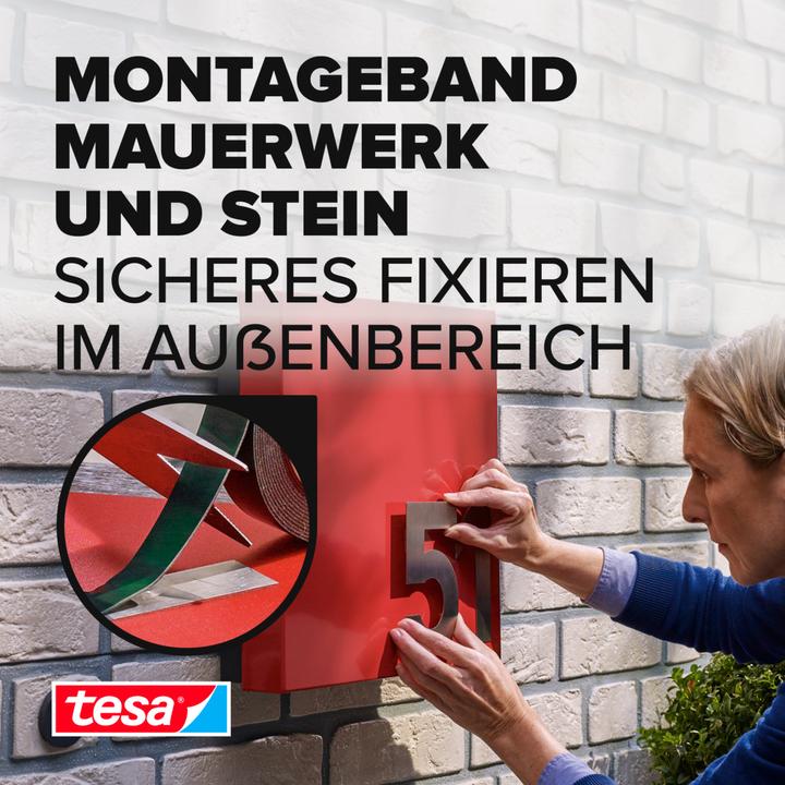 Produktbild tesa Powerbond doppelseitiges Montageband für Ziegel & Stein (19 mm)