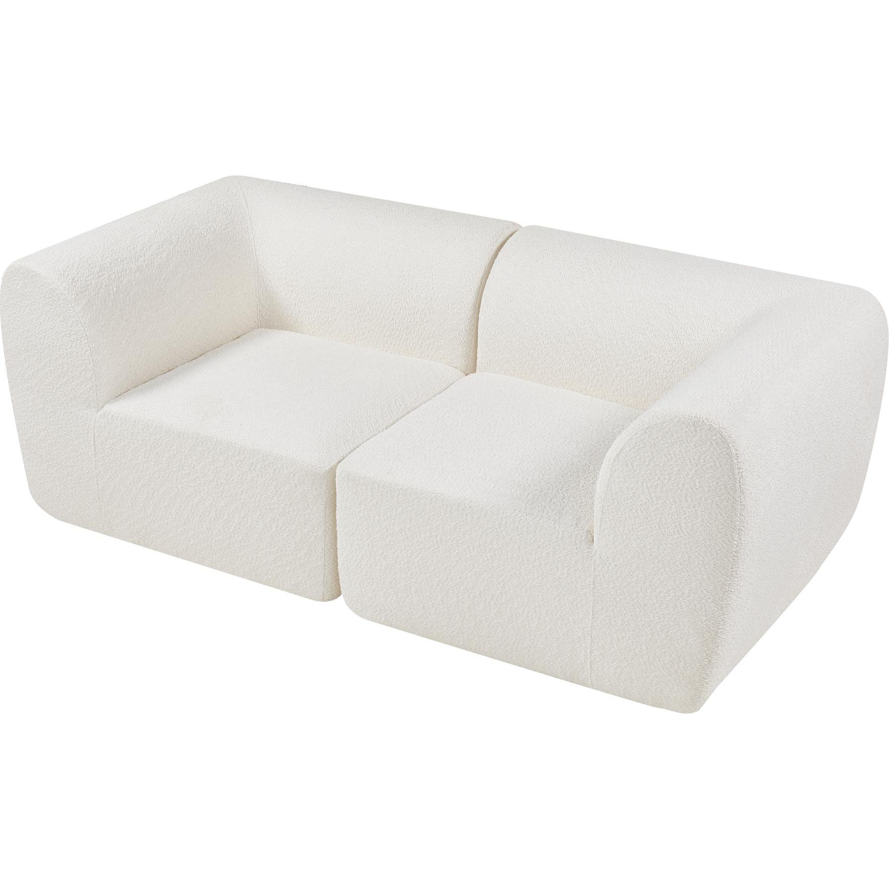 Thumbnail - En.Casa, Sofa, Modular Sofa 2-Sitzer Hurvas Bouclé Cremeweiss
