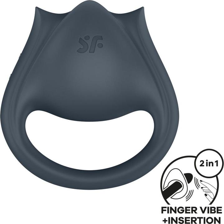 Produktbild Satisfyer - Perfect Pair 2 Multivibrator 2 In 1 Penisring Und Fingerstimulator Grau (5.50 cm)
