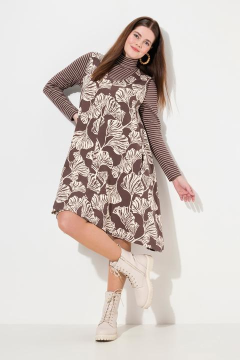 Produktbild Ulla Popken Sweatkleid, Blätter, V-Ausschnitt, ärmellos (54)
