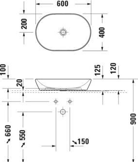 Image du produit Duravit Vasque à poser D-NEO 600x400mm sans robinetterie blanc (400 mm, 600 mm)