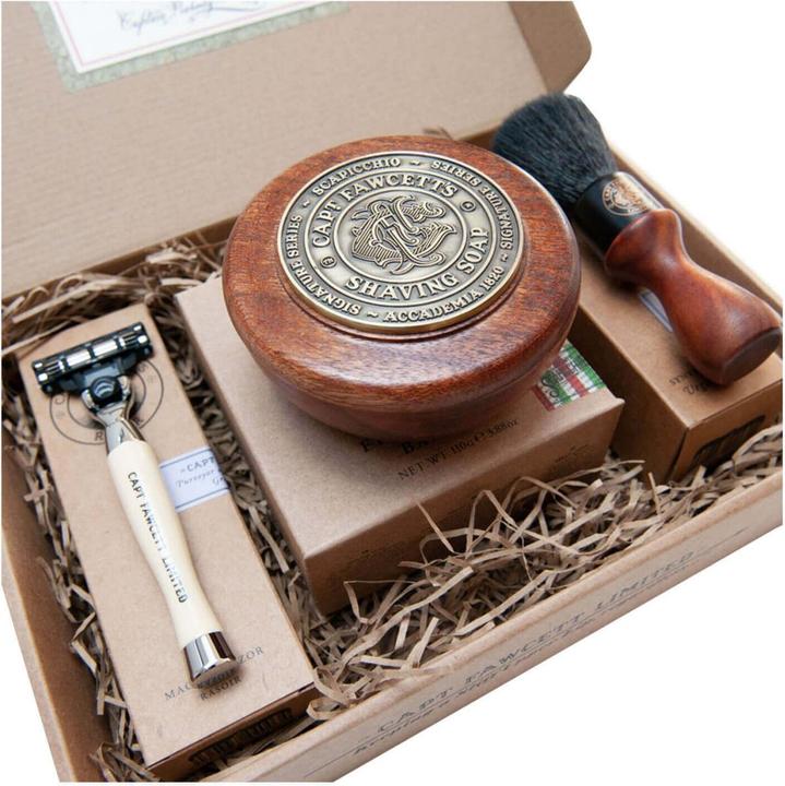 Image du produit Captain Fawcett Coffret cadeau - Scapicchio : Savon à Raser, Blaireau et Rasoir