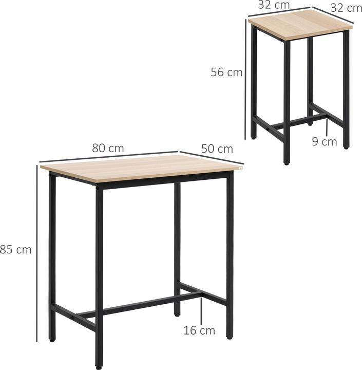 Actual product image Homcom Dining set with 2 stools (Wood)