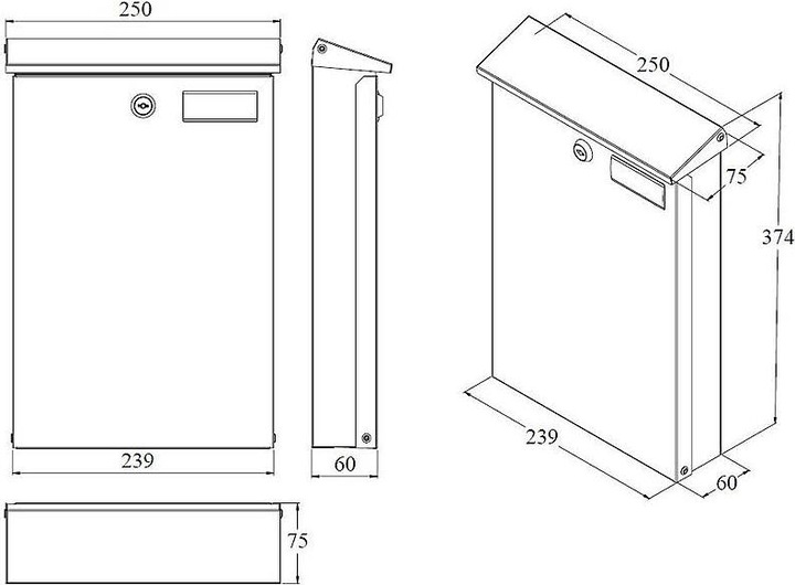 Actual product image SafePost 951 Letterbox anthracite RAL7016 matt
