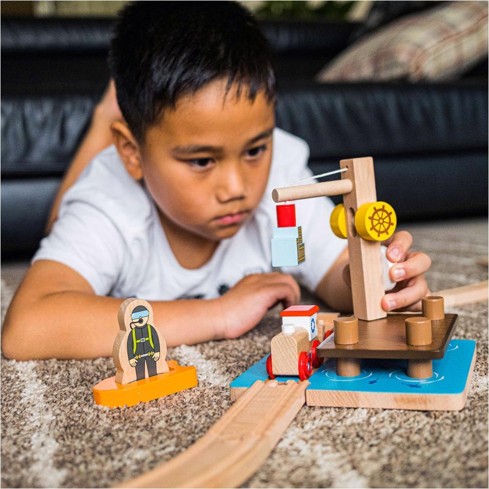 Thumbnail - Bigjigs Wooden Rails Crane Dock mit Durchlass, 3 Stk.