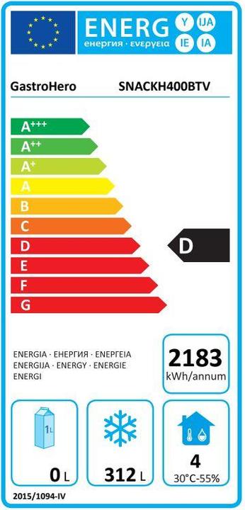 Energie-Label Gastro Hero Tiefkühlschrank ECO / (Freistehend, 429 l)