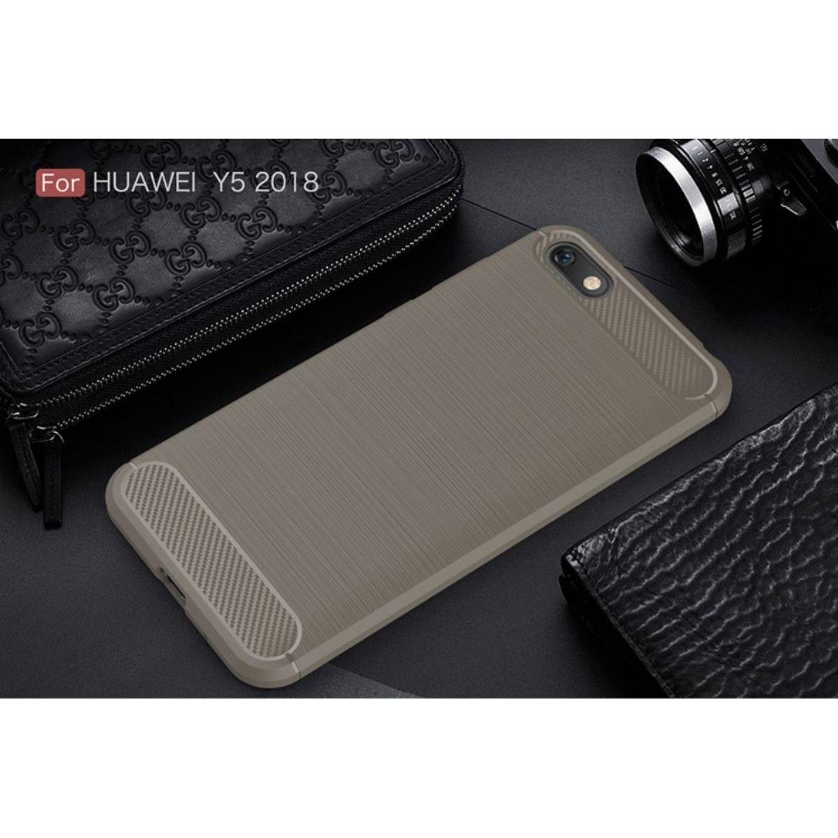 Thumbnail - König Design Hülle Handy Schutz für Huawei Honor 7s Case Cover Bumper Carbon Optik Etuis Grau (Honor 7s), Smartphone Hül...