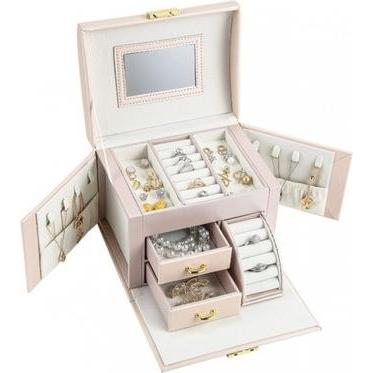 Ecarla, Uhrenbox + Schmuckaufbewahrung, Jewellery Box With Mirror And Drawer Powder Pink, Rosa